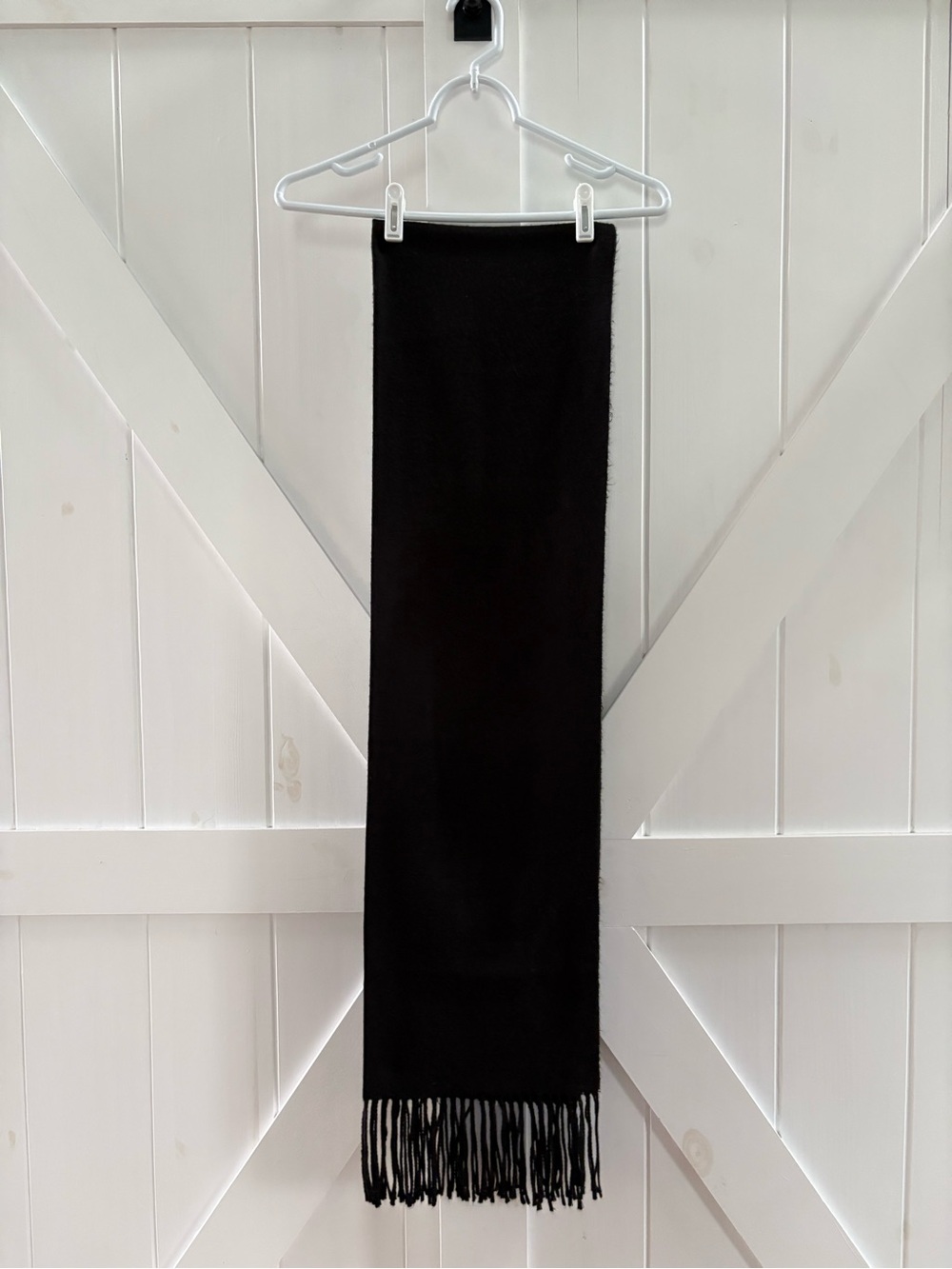 Vintage Black Wool Fringe Scarf or Wrap